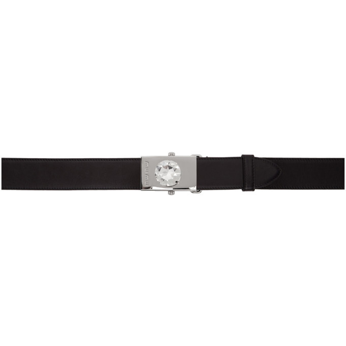 Miu Miu - Perforated Logo Belt in Black Miu Miu