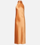 Galvan Sienna halterneck satin midi dress