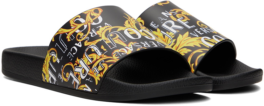 Versace Jeans Couture Black Logo Couture Slides Versace