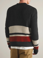 Folk - Colour-Block Waffle-Knit Cardigan - Black