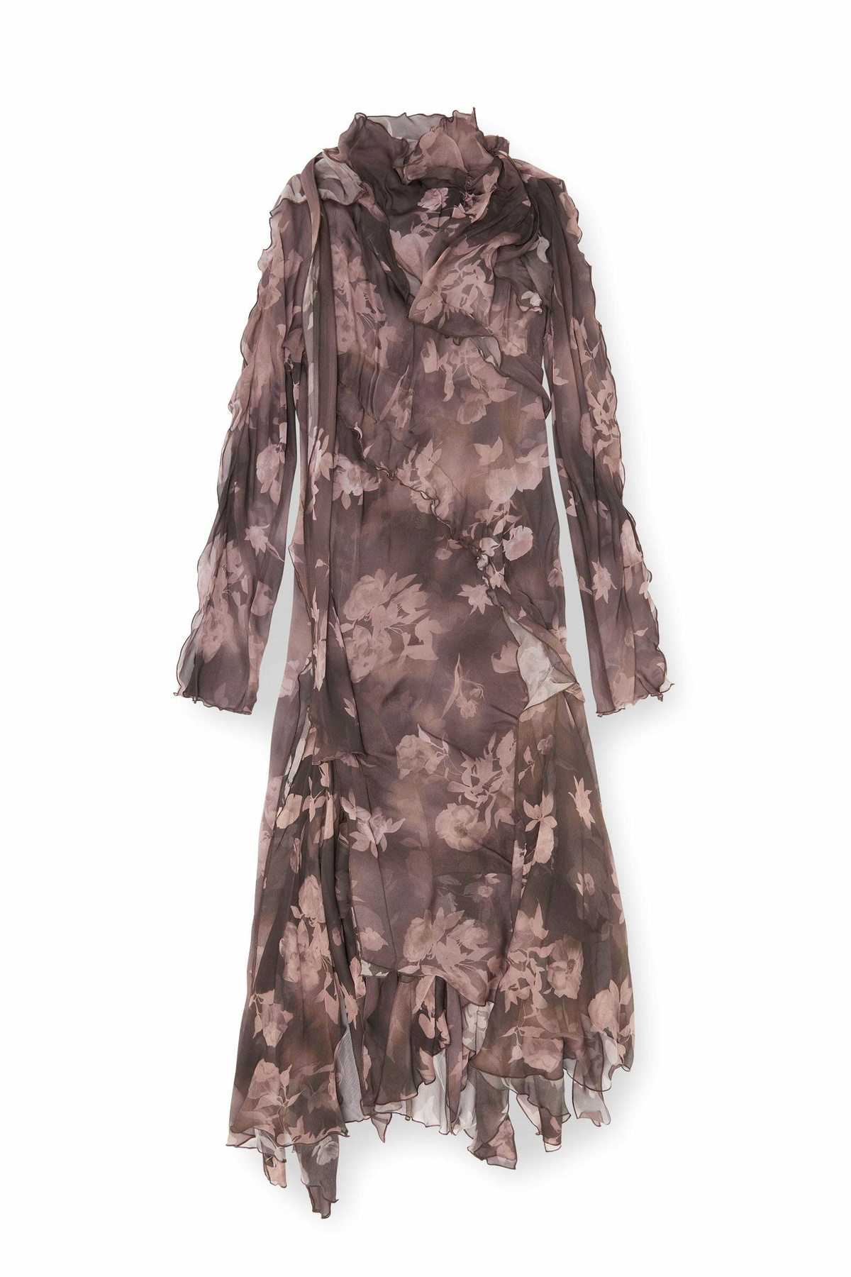 Diesel Asymmetric midi dress in chiffon and silk-crepe - Dresses Womens in Brown