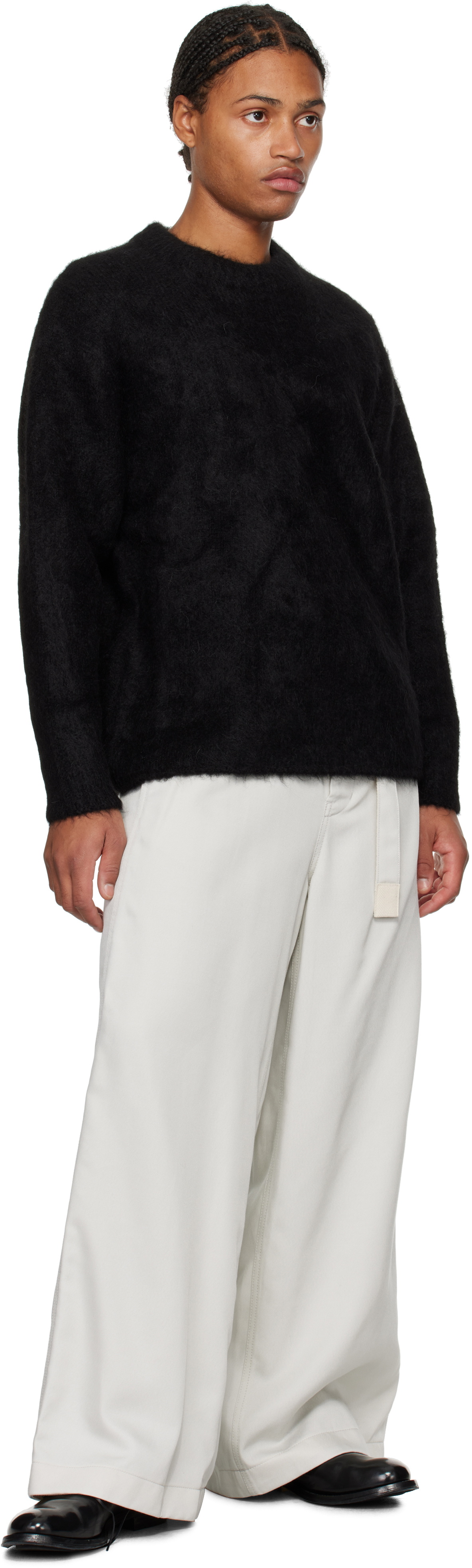 AMOMENTO Black Alpaca Round Neck Sweater