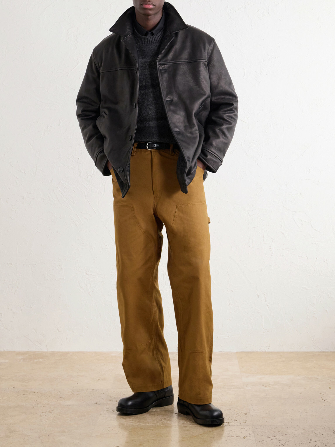COMME DES GARÇONS HOMME - Padded Oiled-Leather Jacket - Black