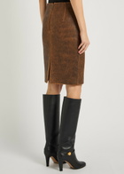 Chloe Leather Midi Skirt Brown