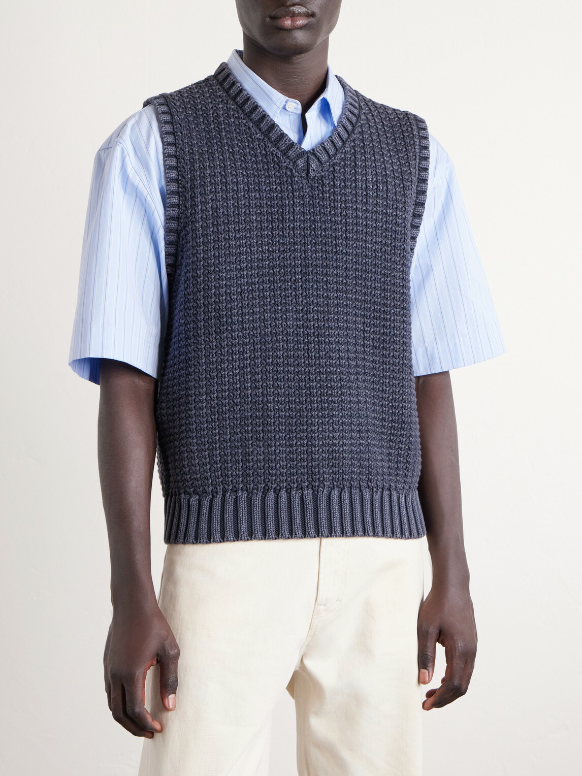Corridor - Open-Knit Cotton Vest - Black