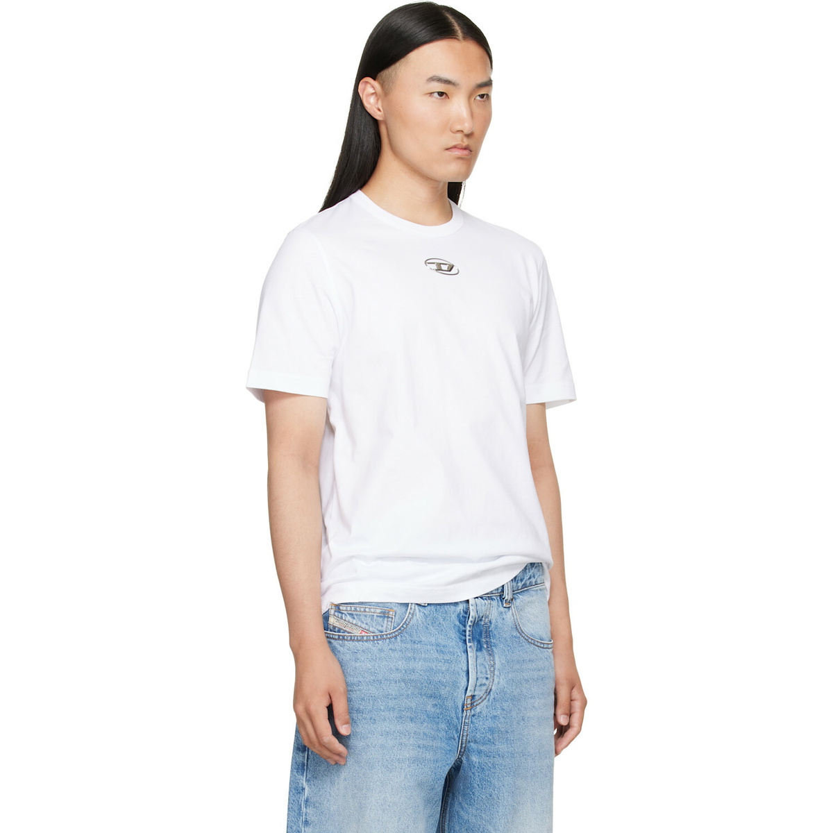Diesel White Metallic Oval D T-shirt