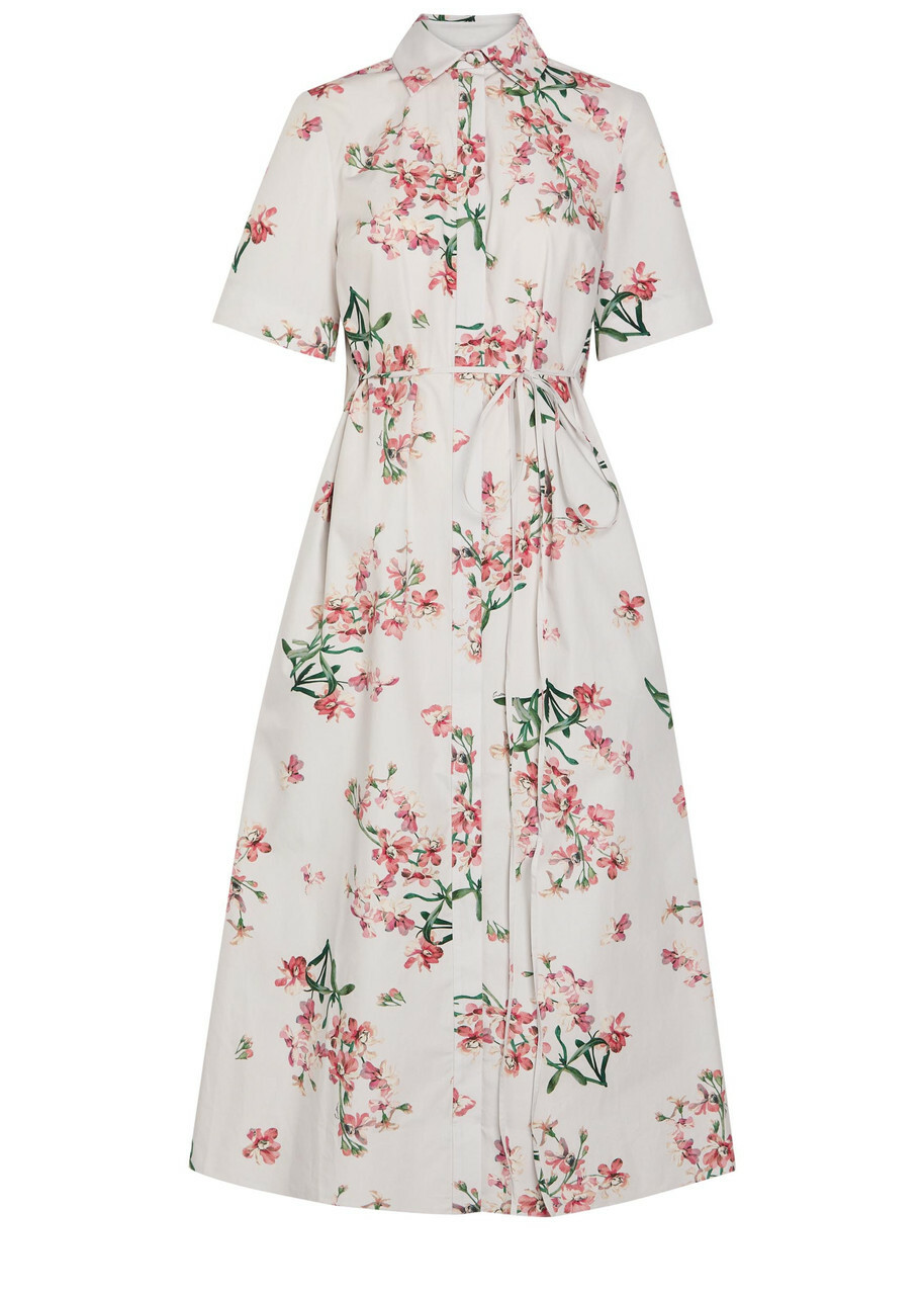 Erdem Floral-print Cotton-poplin Midi Shirt Dress Multicoloured