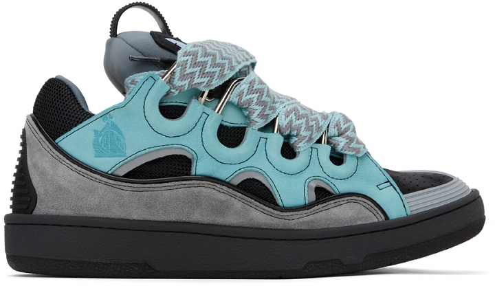 Photo: Lanvin Blue & Gray Leather Curb Sneakers