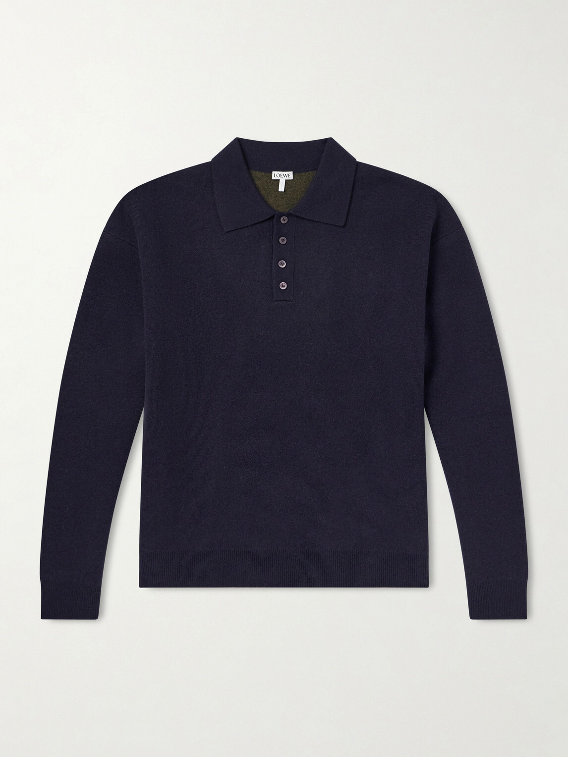 LOEWE - Wool-Blend Polo Sweater - Blue