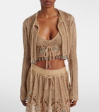 Rabanne Crochet embellished cropped cardigan