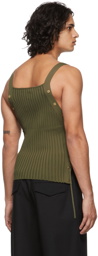 Dion Lee Khaki Lace-Up Eyelet Tank Top