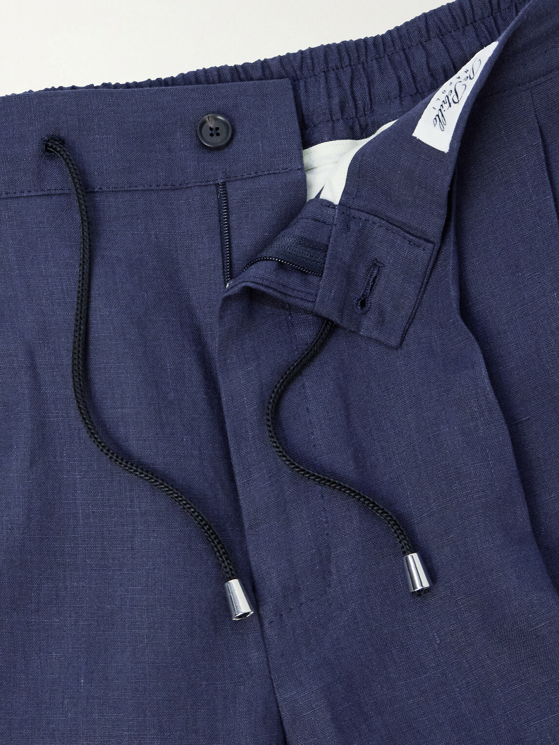 De Petrillo - Straight-Leg Pleated Linen Suit Trousers - Blue