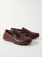 Tod's - Gommino Shearling-Lined Leather Driving Shoes - Brown