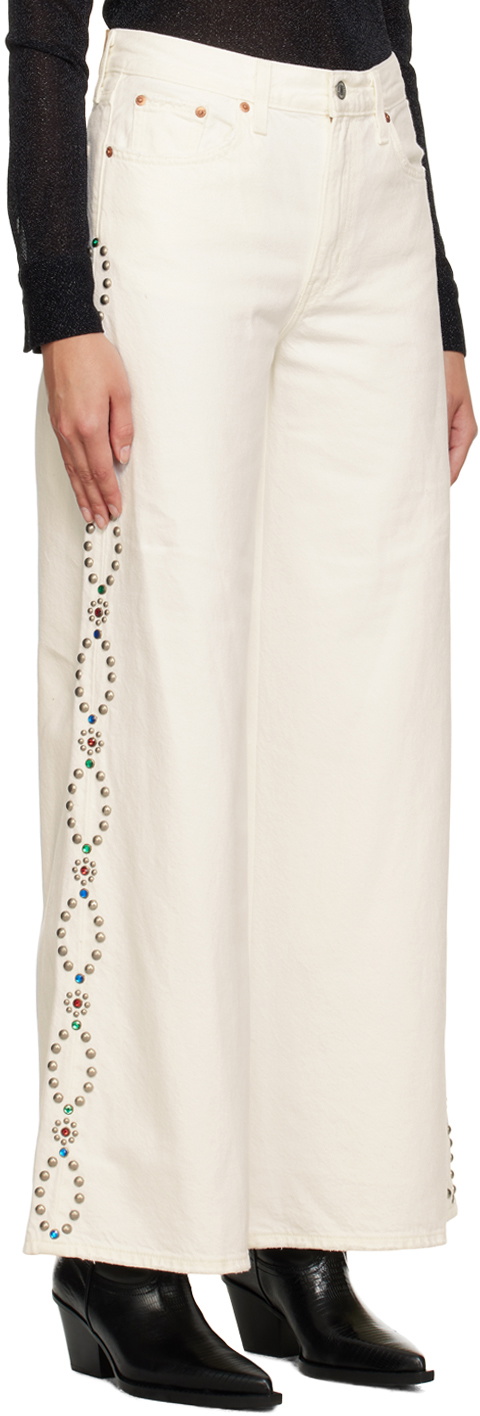 Anna Sui White Studded Jeans