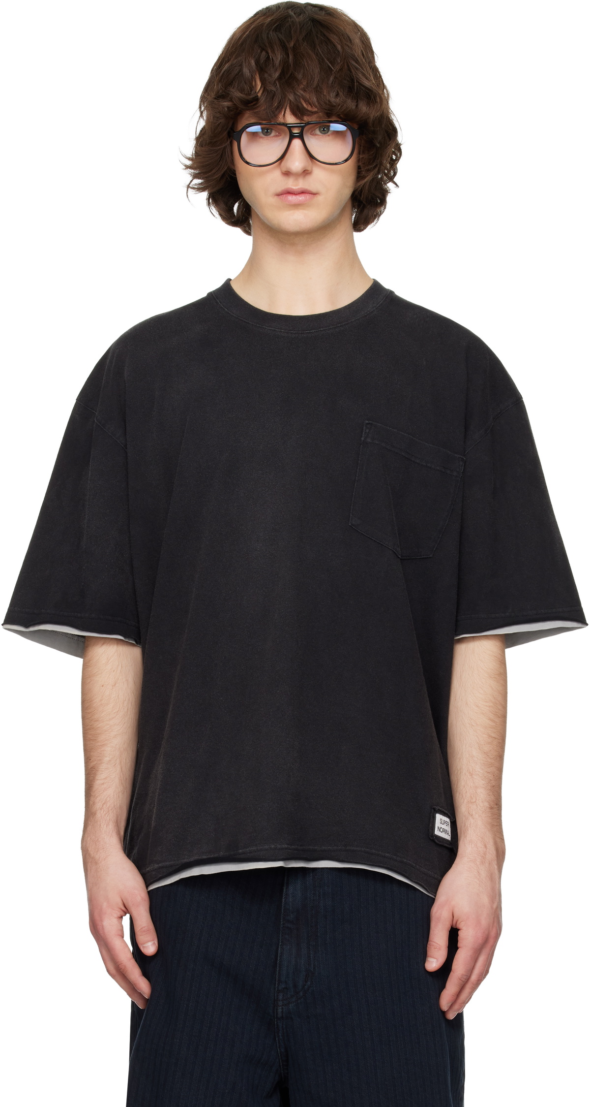 Solid Homme Gray Layered Short-Sleeve T-shirt