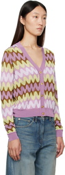 Versace Multicolor Wave Jacquard Knit Cardigan