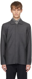 ZEGNA Gray Spread Collar Shirt