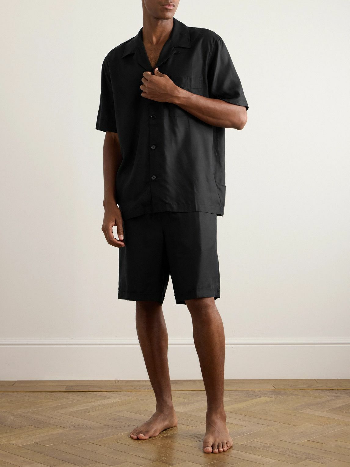 CDLP - Straight-Leg Lyocell Pyjama Shorts - Black