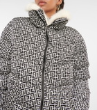 Balmain - Monogram faux fur-trimmed puffer jacket