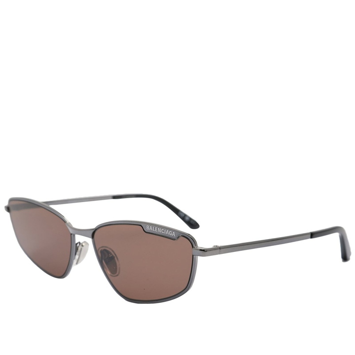 Photo: Balenciaga Eyewear BB0277S Sunglasses in Ruthenium/Brown