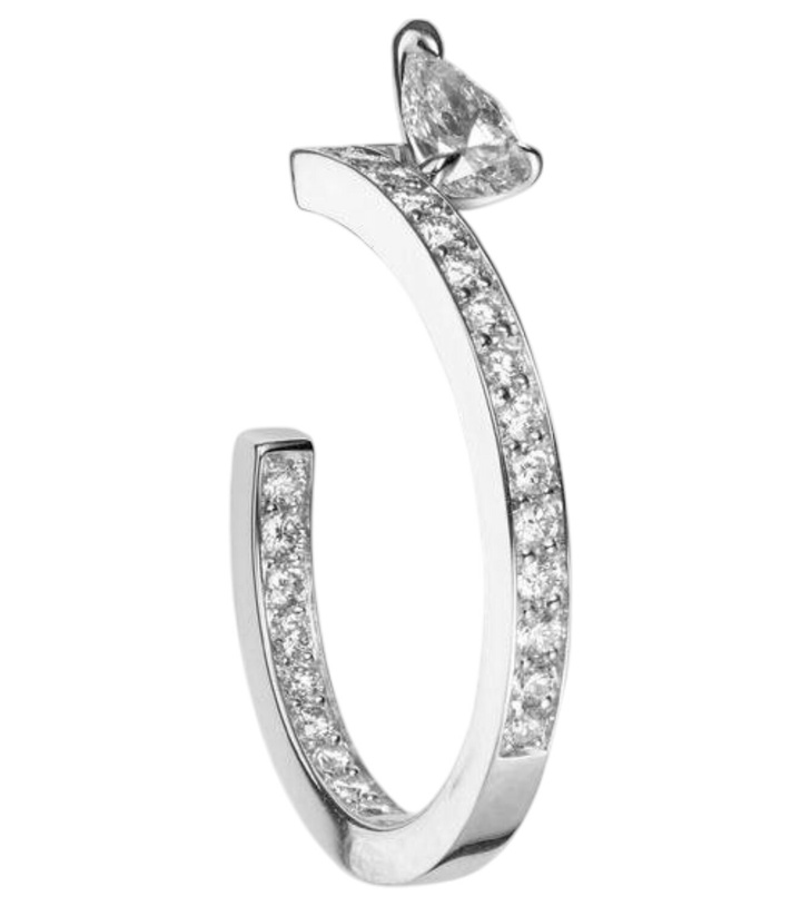 Photo: Repossi Serti Sur Vide 18kt white gold single hoop earring with diamonds