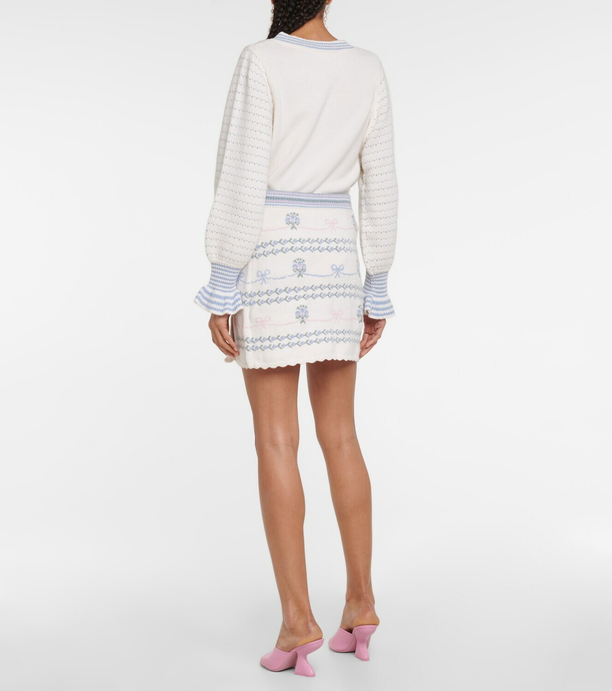 LoveShackFancy Pawley cotton and wool-blend miniskirt