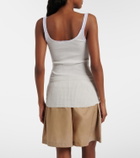 Prada Lace-trimmed ribbed-knit cotton tank top