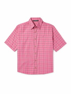 Acne Studios - Sarlie Logo-Appliquéd Checked Cotton-Flannel Shirt - Pink