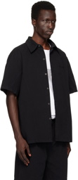 Han Kjobenhavn Black Washed Loose Logo Denim Shirt