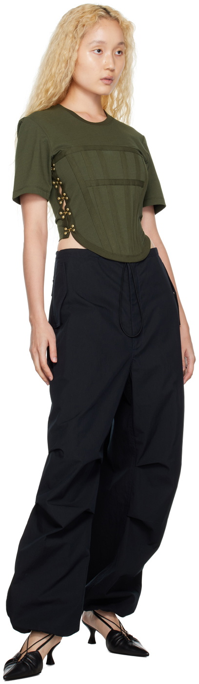 Dion Lee SSENSE Exclusive Green Corset T-Shirt