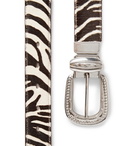 TAKAHIROMIYASHITA TheSoloist. - 3cm Reversible Zebra and Leopard-Print Calf Hair Belt - Men - White