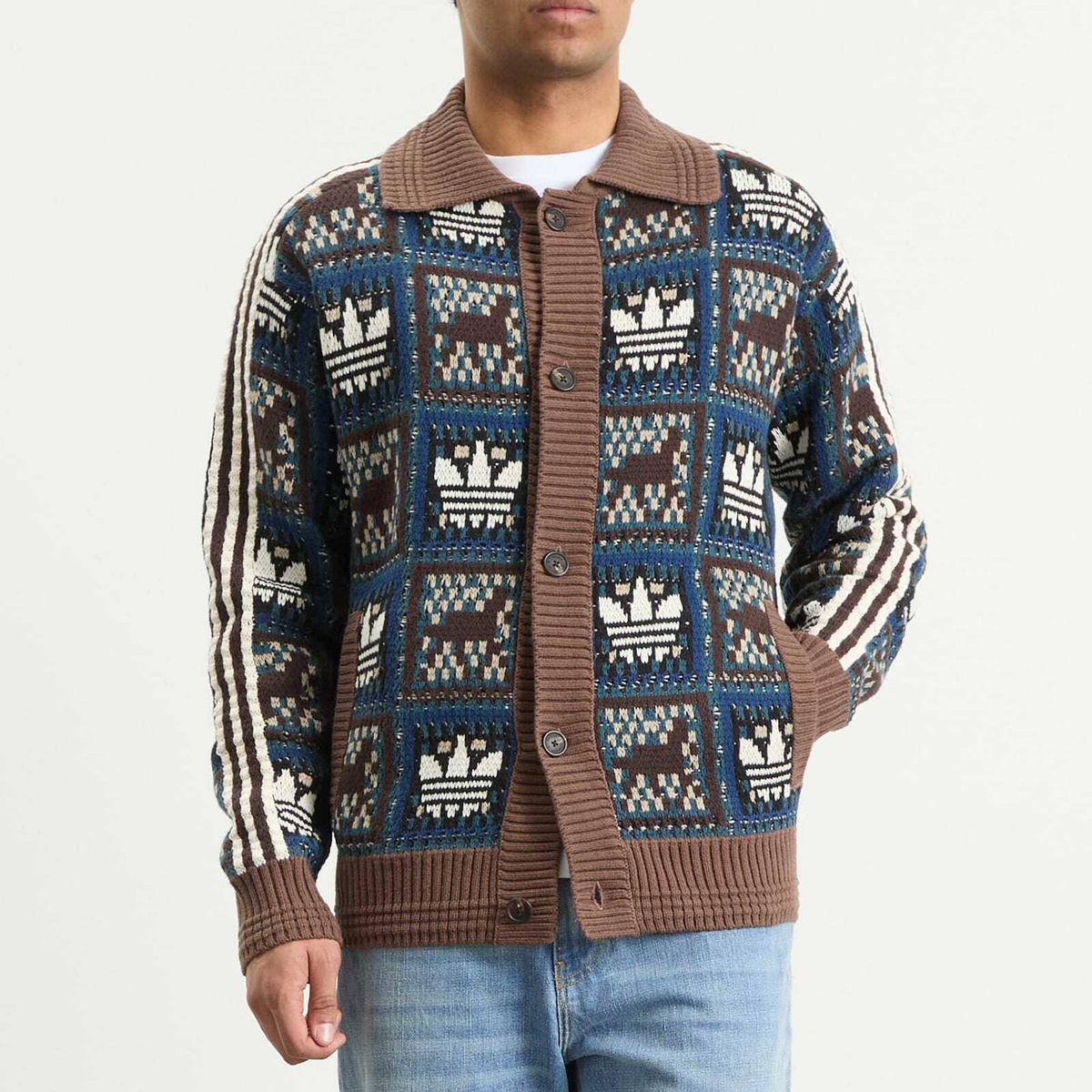 Adidas Men's x CLOT Crafted Crochet Cardigan in Cream White