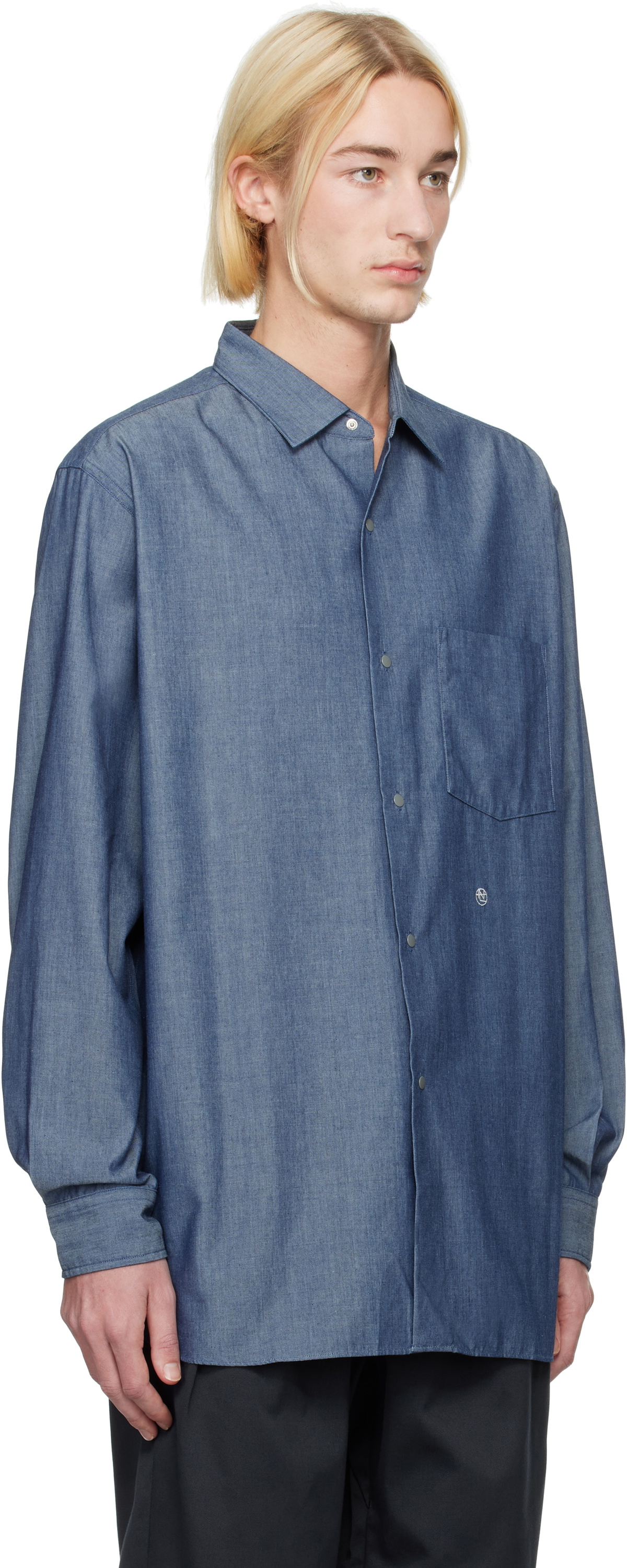 nanamica Indigo Regular Collar Chambray Shirt Nanamica