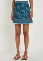 Alemais Lucky Printed Linen Mini Skirt Blue
