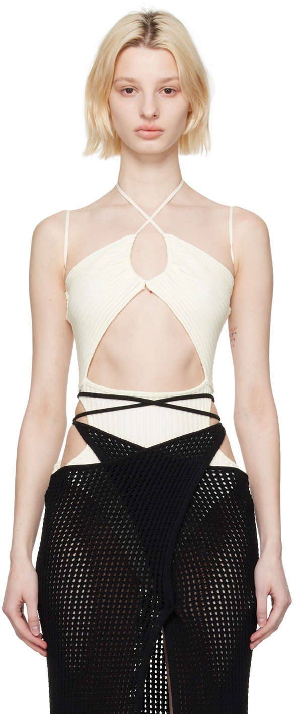 ANDREĀDAMO Off-White Sleeveless Bodysuit