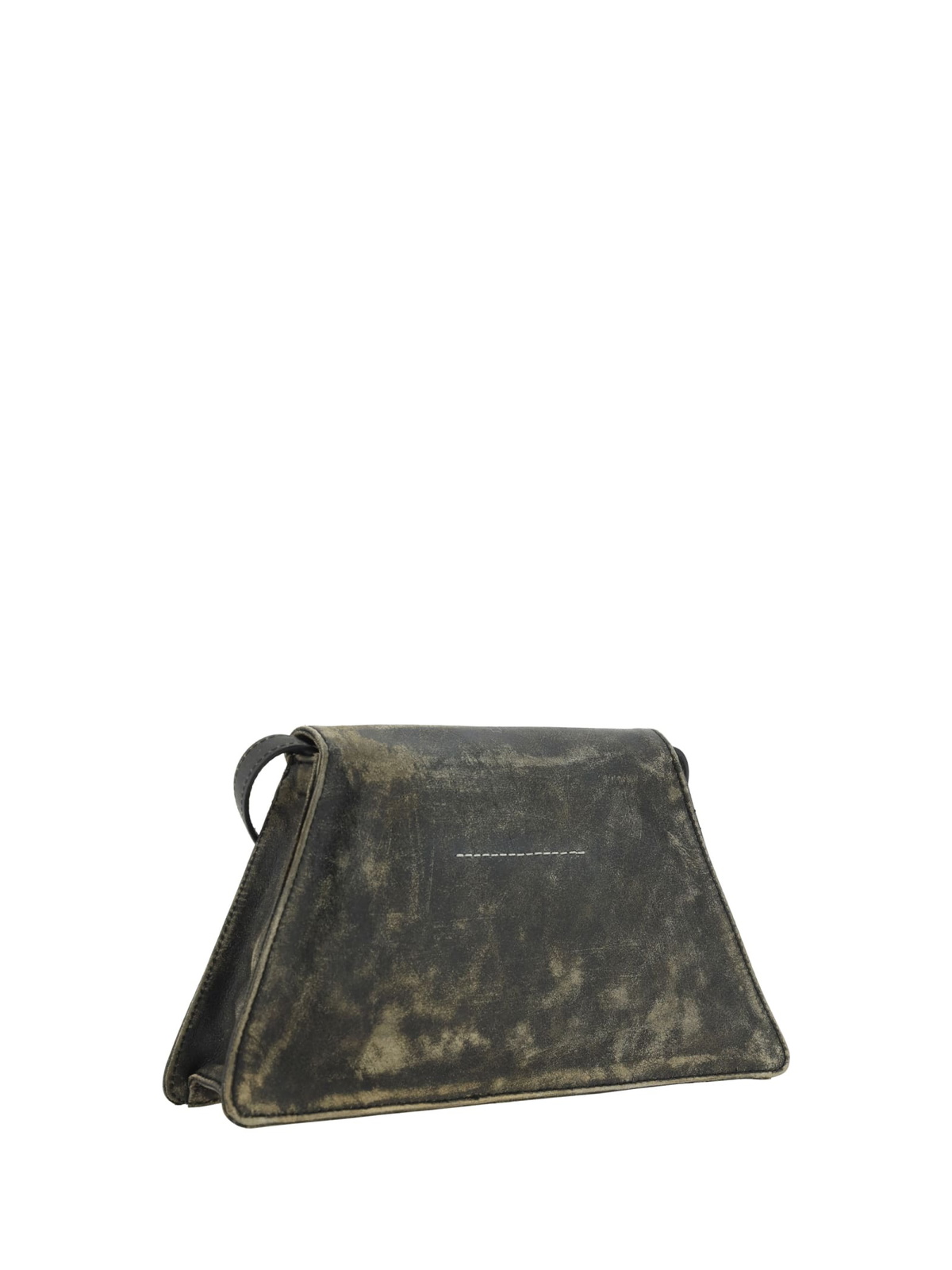 MM6 Maison Margiela Vintage Effect Metal Plaque Flap Shoulder Bag