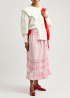 Damson Madder Olivia Gingham Cotton Midi Skirt Light Pink