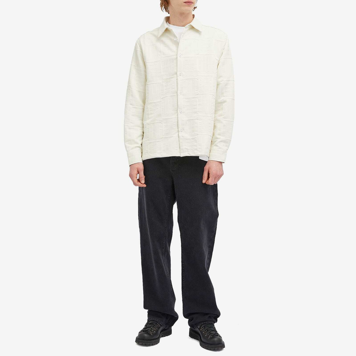 Percival Men's Ladder Pearce Overshirt in Ecru