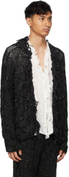 Judy Turner Black Wool Sequinned Cardigan