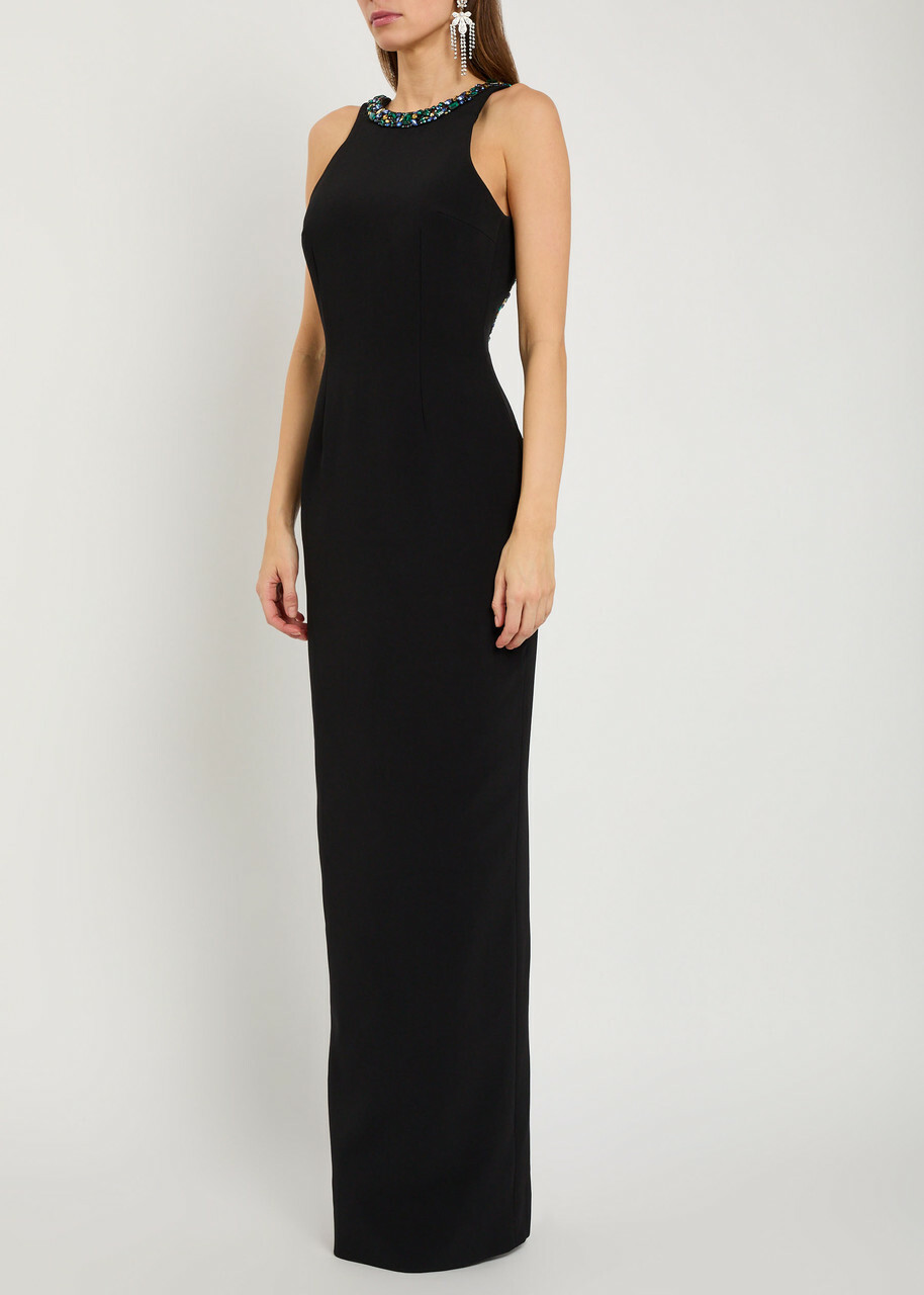 Balmain Crystal-embellished Crepe Gown Black