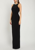 Balmain Crystal-embellished Crepe Gown Black