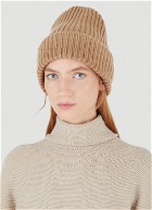 Knit Ribbed Beanie in Beige 