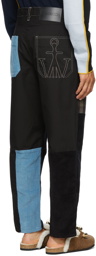JW Anderson Black & Blue Patchwork Fatigue Trousers