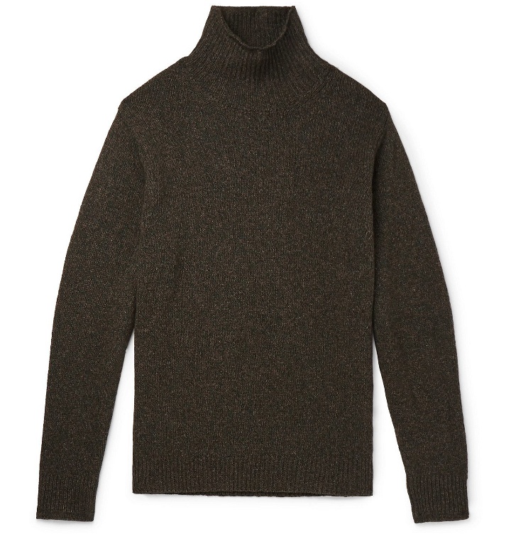 Photo: Caruso - Mélange Wool and Cashmere-Blend Mock-Neck Sweater - Green