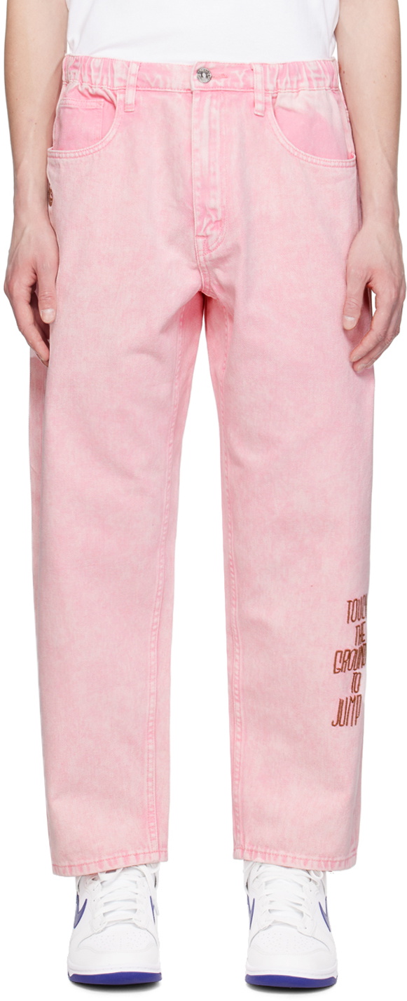 AAPE by A Bathing Ape Pink Embroidered Jeans AAPE by A Bathing Ape