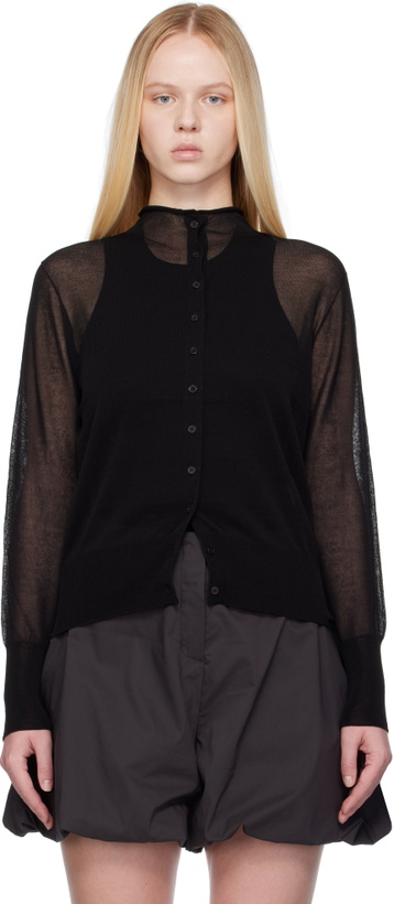Photo: AMOMENTO Black Wholegarment Sheer Cardigan