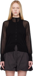 AMOMENTO Black Wholegarment Sheer Cardigan