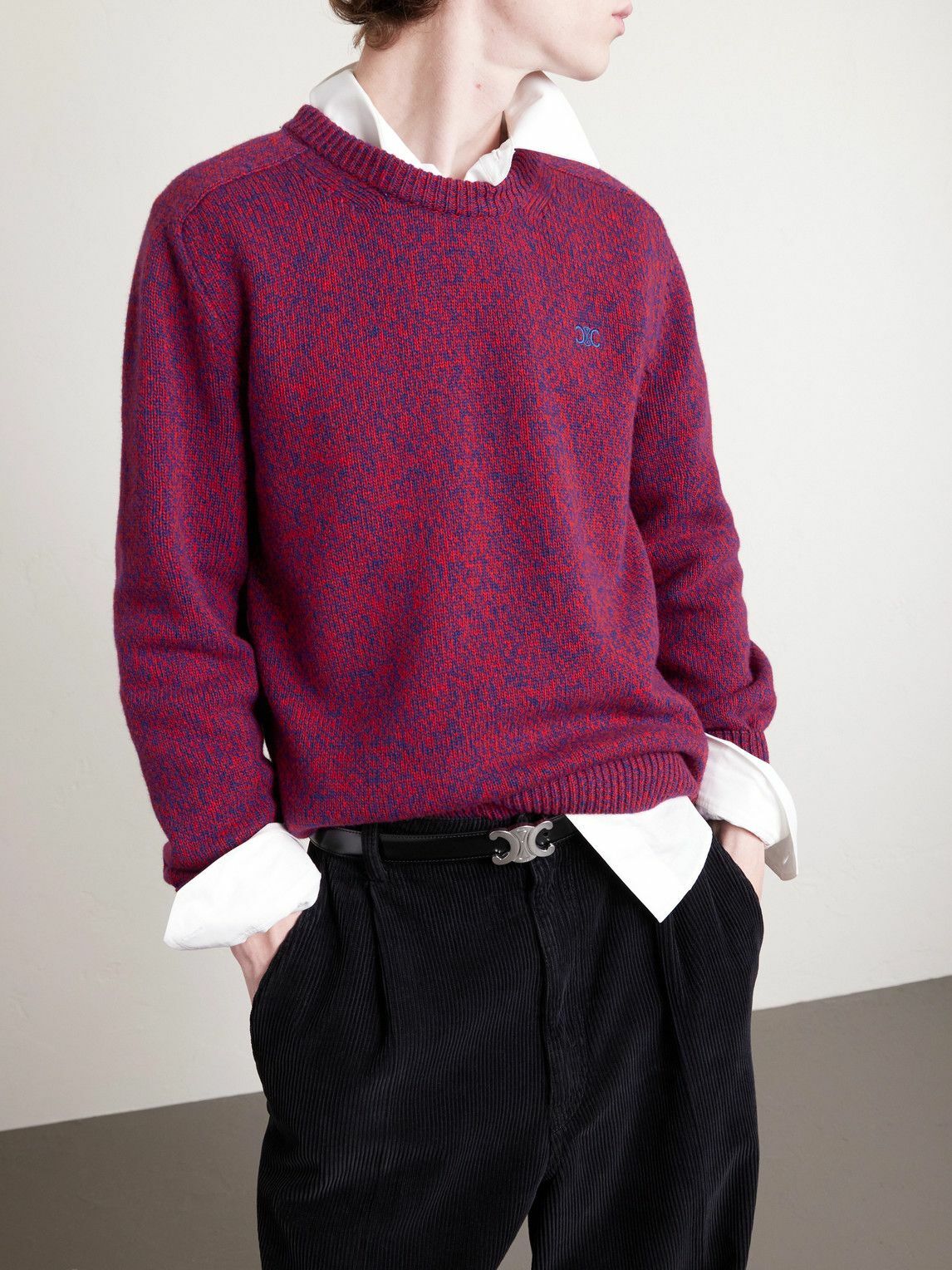 CELINE - Wool and Cashmere-Blend Sweater - Burgundy