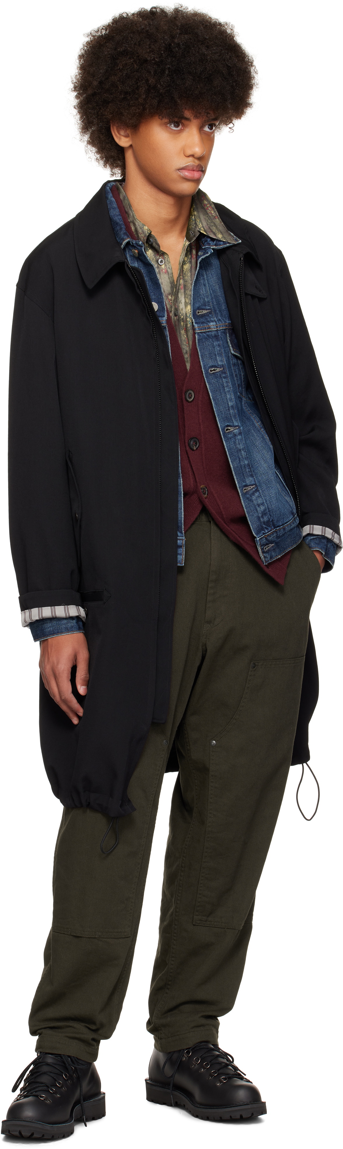 YOHJI YAMAMOTO Black Wool Gabardine N3B Coat Yohji Yamamoto