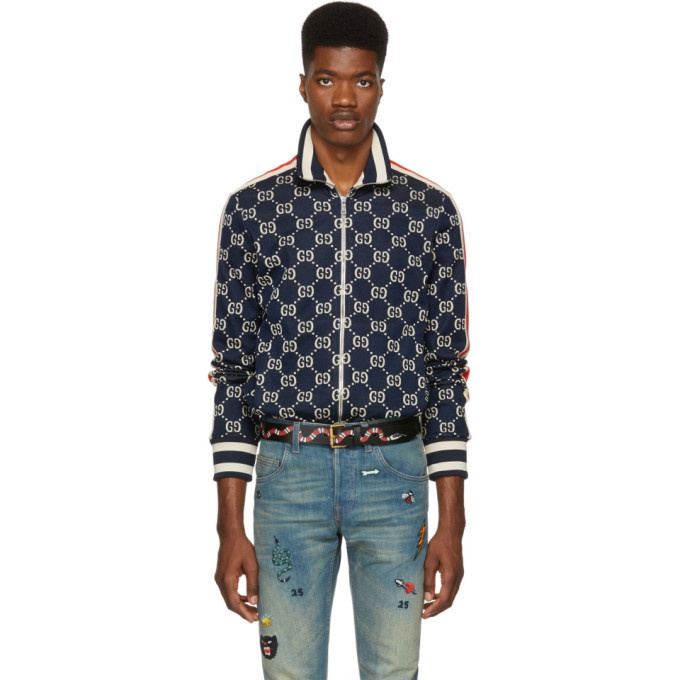 Photo: Gucci Navy and Off-White GG Track Jacket